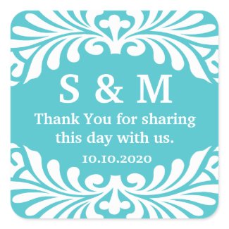 Thank You Initial Monogram Wedding Favor Labels sticker
