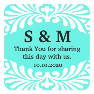 Thank You Initial Monogram Wedding Favor Labels sticker