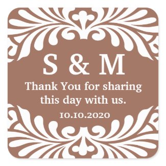 Thank You initial Monogram Wedding Favor Labels sticker
