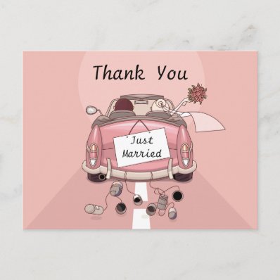 Thank You Just Married Wedding Postcard