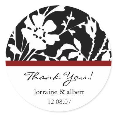 Thank You Labels, Black Floral Top Stickers