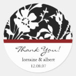 Thank You Labels, Black Floral Top Stickers