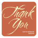 Thank You labels bold brush stroke brick red sticker