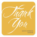 Thank You labels bold brush stroke golden yellow sticker