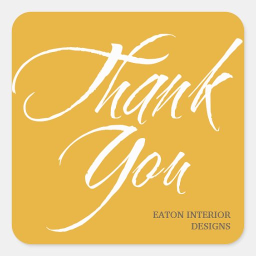 Thank You labels bold brush stroke golden yellow Square Stickers