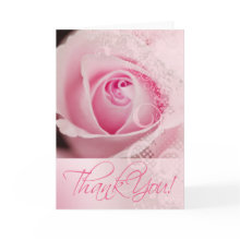 Thank You Lace Rose Greeting (pink) card