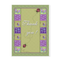 Thank you - lady bug and butterfly postcard