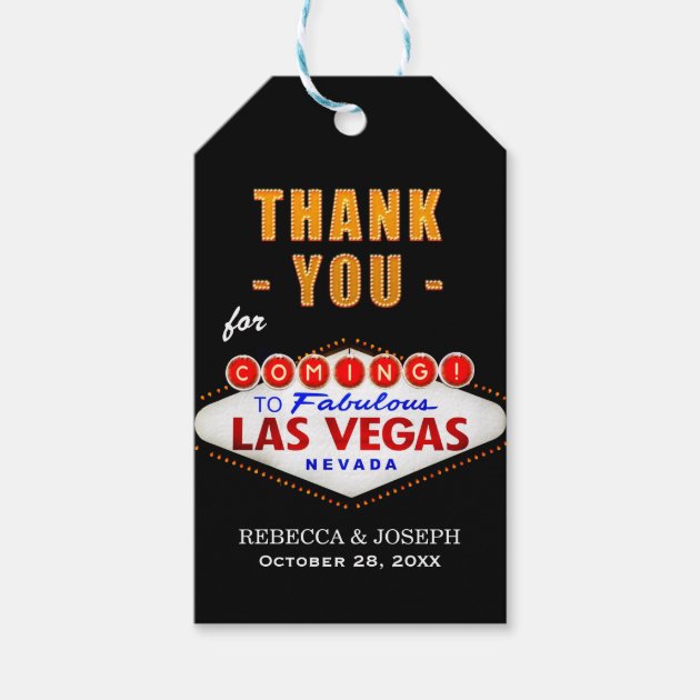 Thank You - Las Vegas Sign Fabulous Casino Night Pack Of Gift Tags