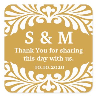 Thank You Letter Monogram Wedding Favor Labels sticker