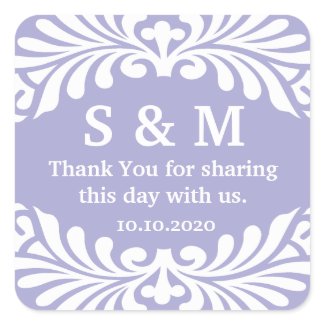 Thank You Letter Monogram Wedding Favor Labels sticker