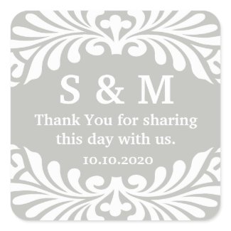 Thank You Letter Monogram Wedding Favor Labels sticker