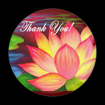 Thank You Lotus Water Lily Flower Painting - Multi magnets