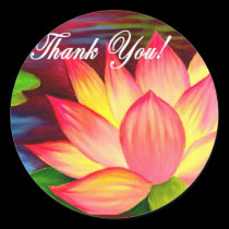 Thank You Lotus Water Lily Flower Painting - Multi stickers
