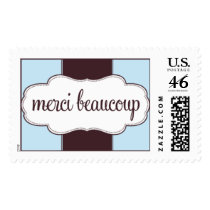 Thank You Merci Beaucoup Stamp Blue by belletristics Thank You Merci Beaucoup Stamp Blue