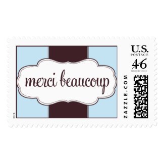 Thank You Merci Beaucoup Stamp Blue stamp