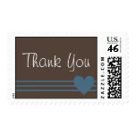 Thank You Mocha and Blue Hearts Postage
