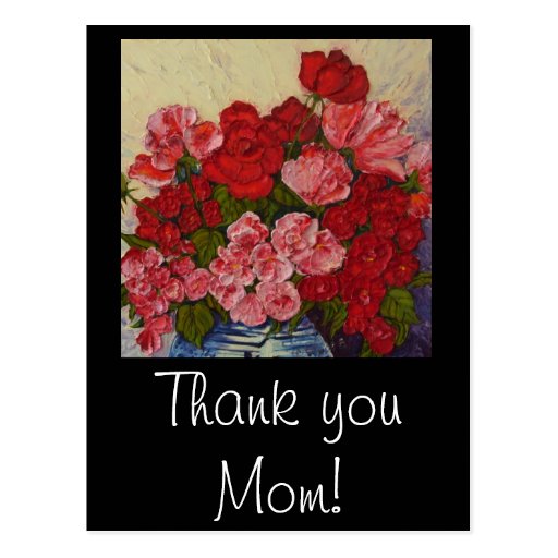 'Thank You Mom' Roses & Peonies Card Postcards