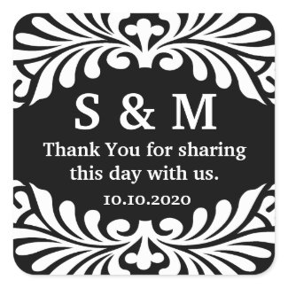 Thank You Monogram initials Wedding Favor Labels sticker