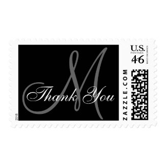 Thank You Monogram Wedding Black USPS Postage stamp