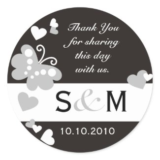 Thank You Monogram Wedding Favor Labels sticker