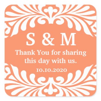 Thank You Monogram Wedding Favor Labels sticker