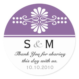 Thank You Monogram Wedding Favor Labels sticker