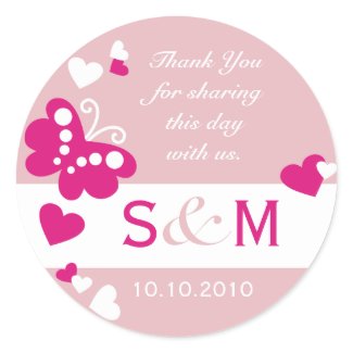 Thank You Monogram Wedding Favor Labels sticker