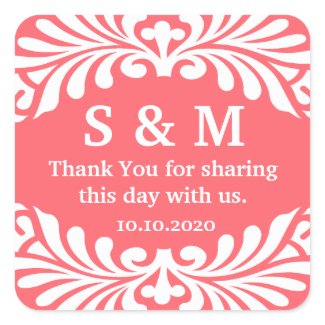 Thank You Monogram Wedding Favor Labels sticker
