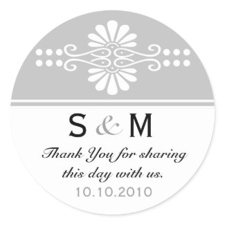 Thank You Monogram Wedding Favor Labels sticker