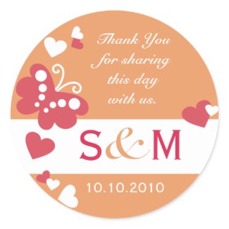 Thank You Monogram Wedding Favor Labels sticker