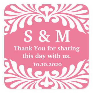 Thank You Monogram Wedding Favor Labels sticker