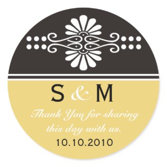 Thank You Monogram Wedding Favor Labels sticker