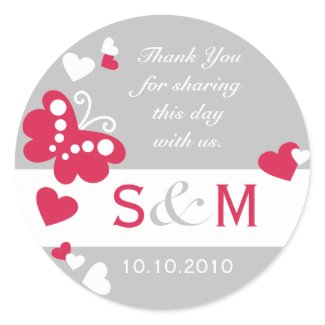 Thank You Monogram Wedding Favor Labels sticker