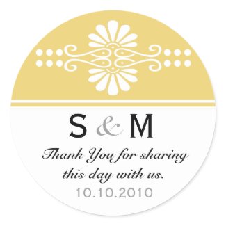 Thank You Monogram Wedding Favor Labels sticker
