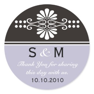 Thank You Monogram Wedding Favor Labels sticker