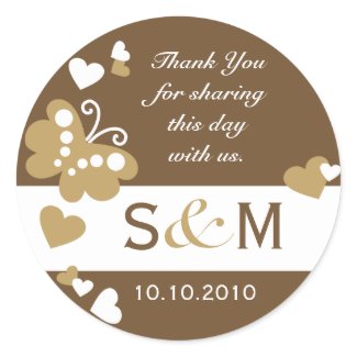 Thank You Monogram Wedding Favor Labels sticker