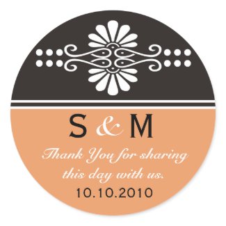 Thank You Monogram Wedding Favor Labels sticker