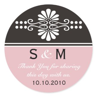 Thank You Monogram Wedding Favor Labels sticker