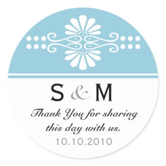 Thank You Monogram Wedding Favor Labels sticker