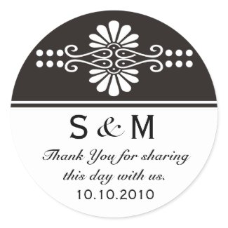 Thank You Monogram Wedding Favor Labels sticker