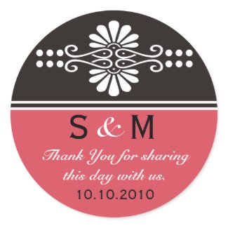 Thank You Monogram Wedding Favor Labels sticker