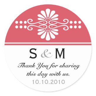 Thank You Monogram Wedding Favor Labels sticker