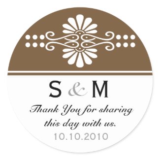 Thank You Monogram Wedding Favor Labels sticker