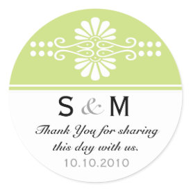 Thank You Monogram Wedding Favor Labels sticker