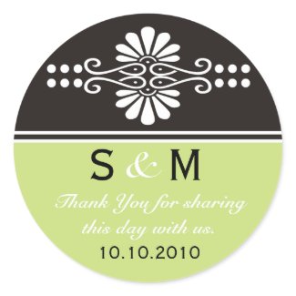 Thank You Monogram Wedding Favor Labels sticker