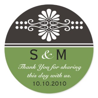 Thank You Monogram Wedding Favor Labels sticker