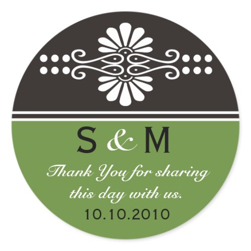 Thank You Monogram Wedding Favor Labels sticker