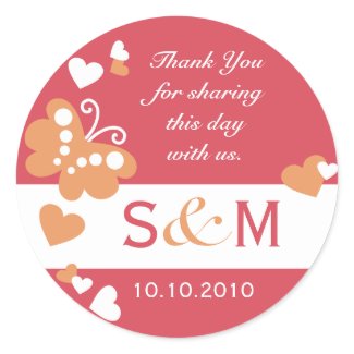Thank You Monogram Wedding Favor Labels sticker
