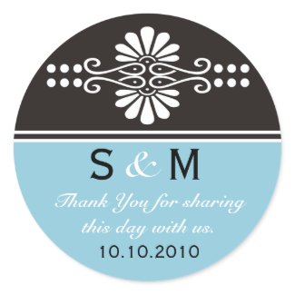 Thank You Monogram Wedding Favor Labels sticker