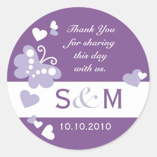 Thank You Monogram Wedding Favor Labels Round Sticker